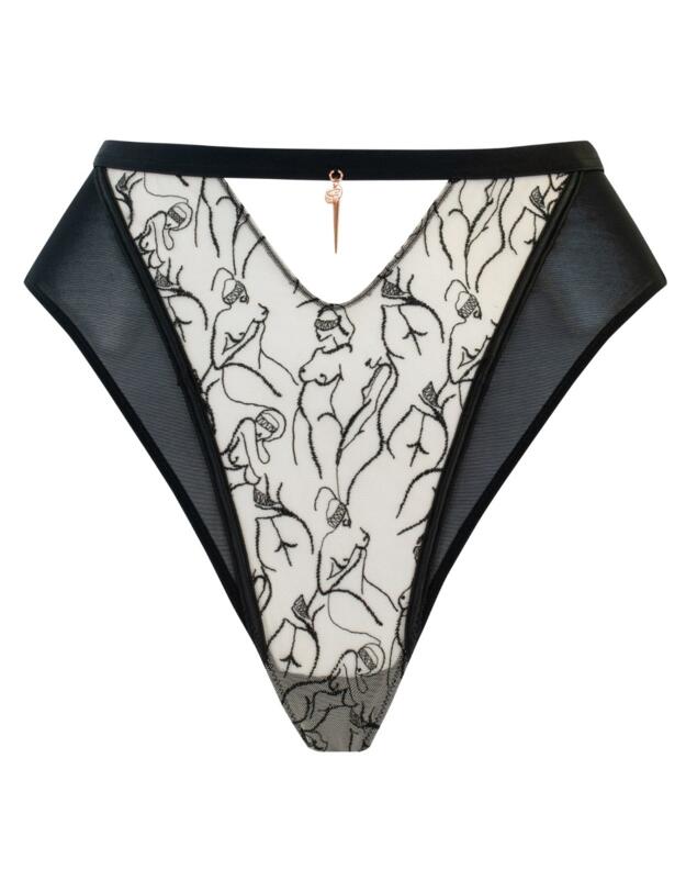 Scantilly by Curvy Kate Sex Education High Waist Thong in Black/Latte