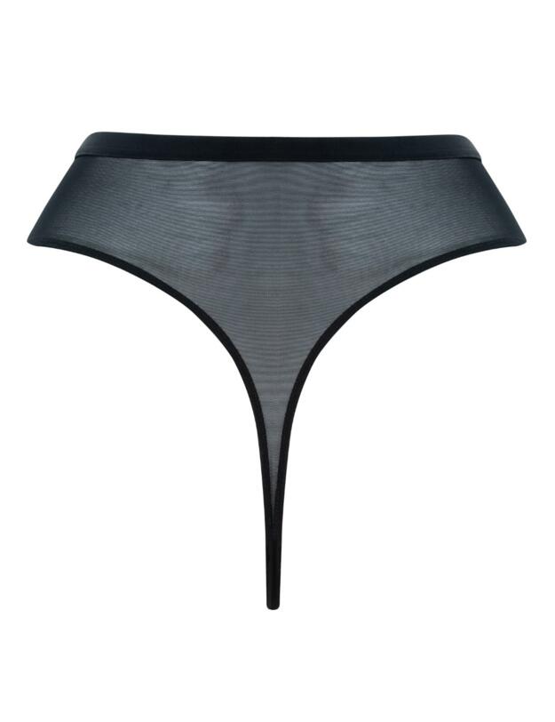 Scantilly by Curvy Kate Sex Education High Waist Thong in Black/Latte