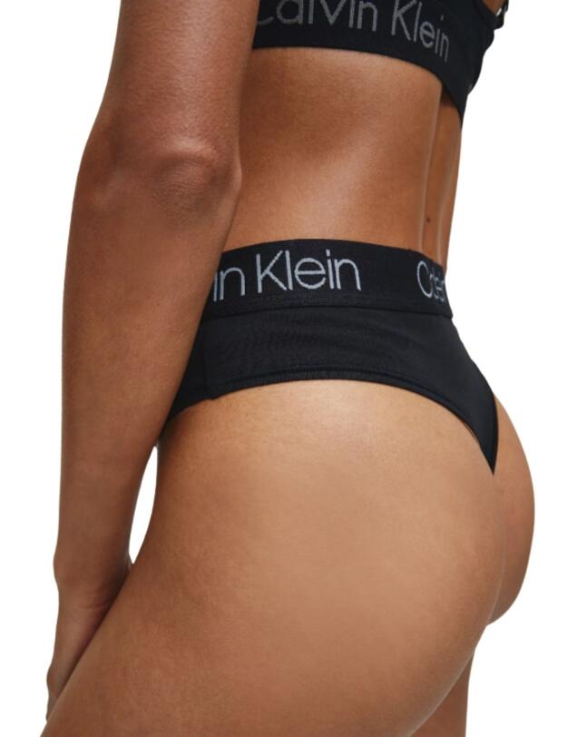 Calvin Klein Body Cotton High Waist Thong in Black