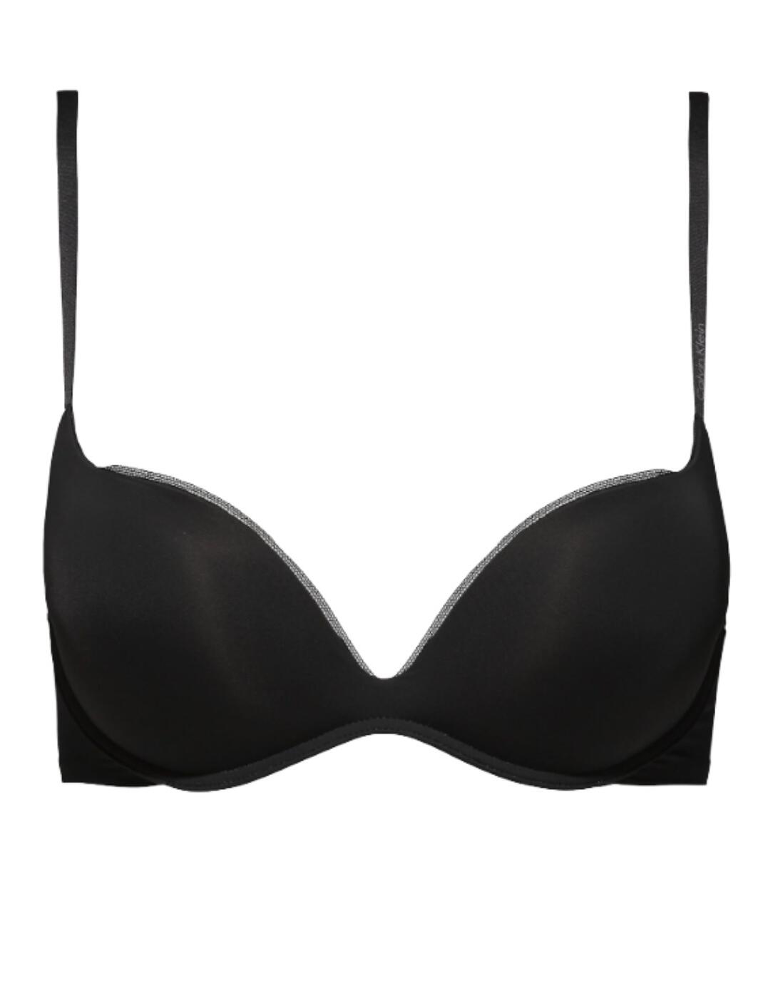 Calvin Klein holographic logo plunge bra in black