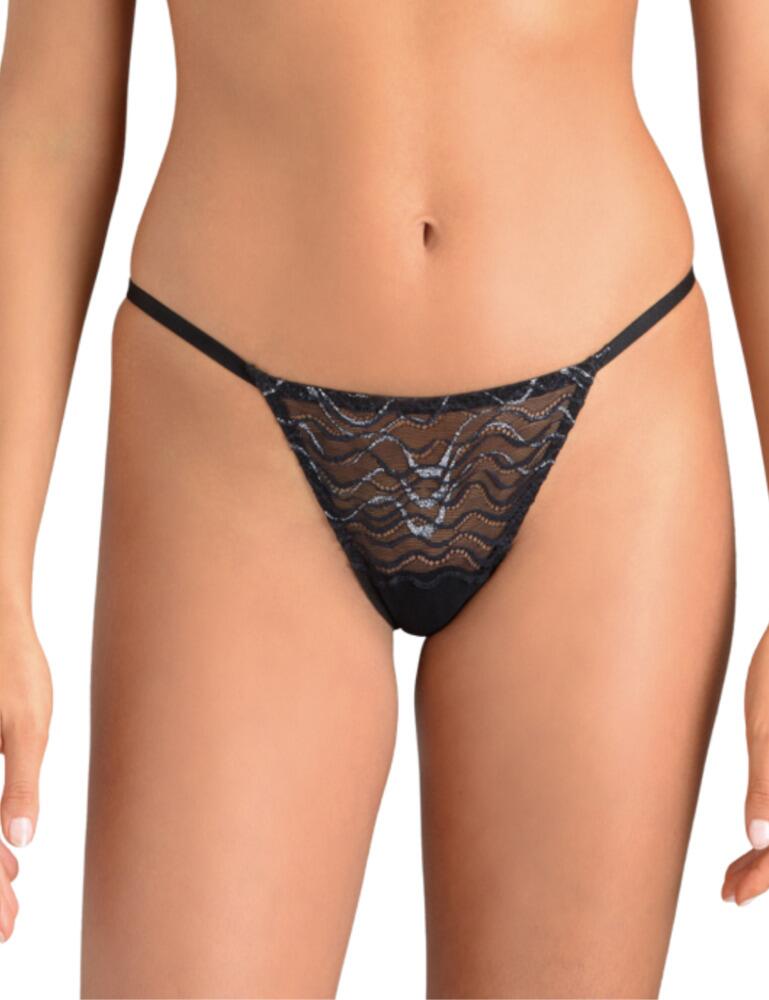 Muse by Coco De Mer Katharine Peep Back Knicker Black and Silver