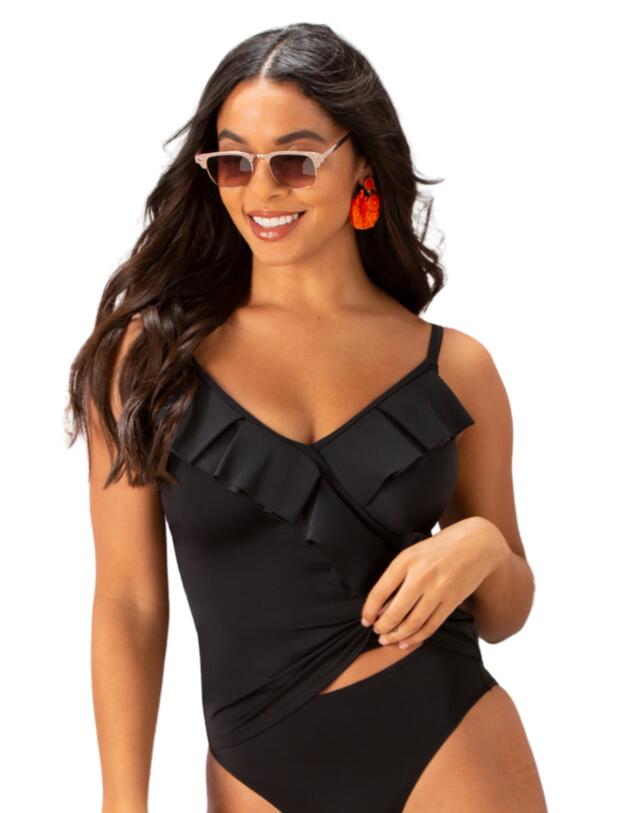 Pour Moi Space Frill Underwired Tankini Black 