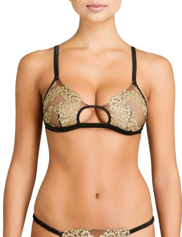 Coco De Mer Hikaru Soft Cup Bra Black and Gold 