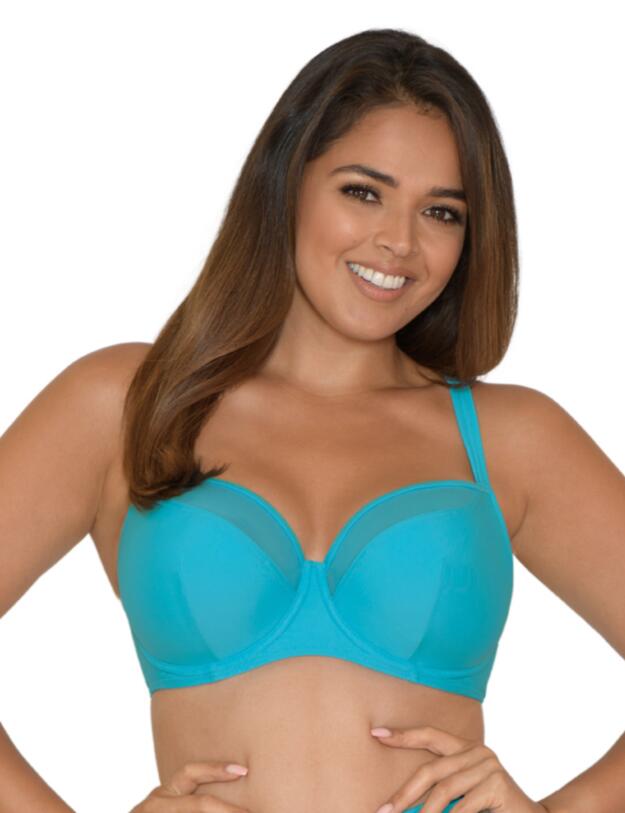Curvy Kate Sheer Class Balcony Bikini Top in Turquoise
