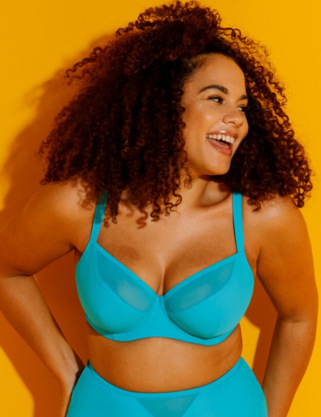 Curvy Kate Sheer Class Balcony Bikini Top in Turquoise