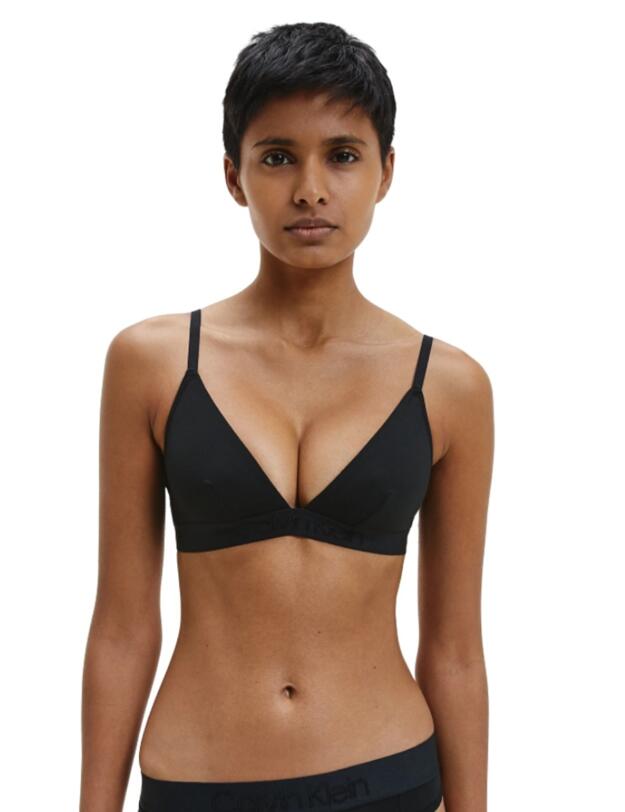 Calvin Klein Tonal Logo Triangle Bra in Black