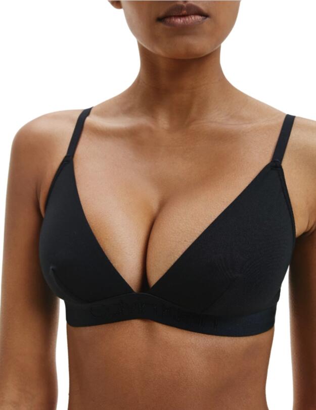 Calvin Klein Tonal Logo Triangle Bra in Black