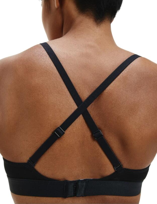 Calvin Klein Tonal Logo Triangle Bra in Black