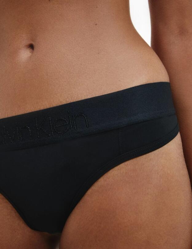 Calvin Klein Tonal Logo Thong in Black