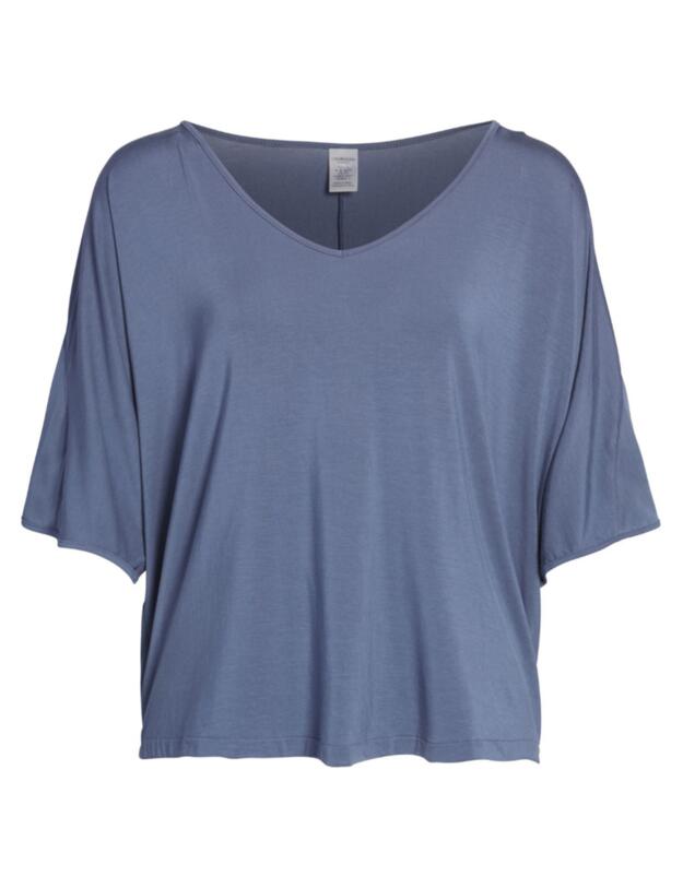 Calvin Klein Short Sleeve V-Neck Top Scorched Denim