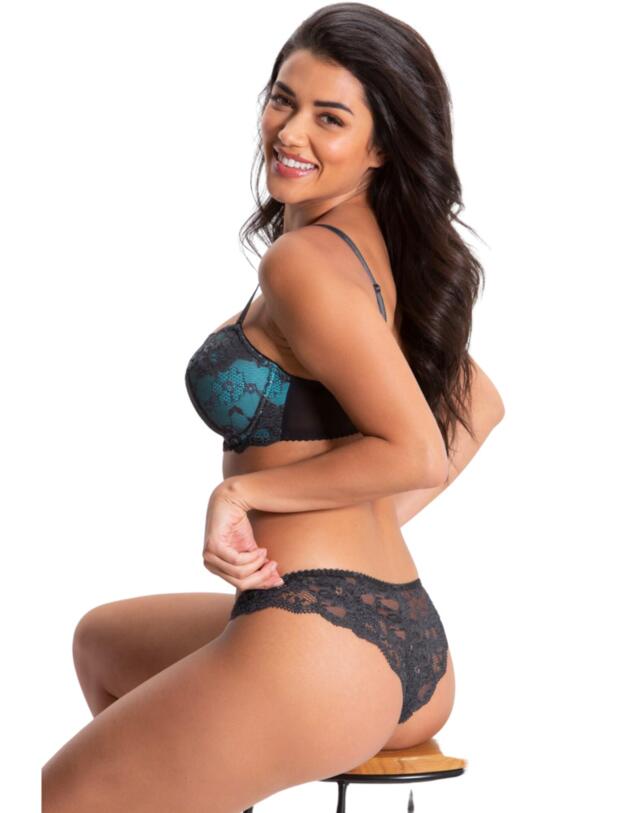 Pour Moi Amour Brazilian Brief Slate/Aqua