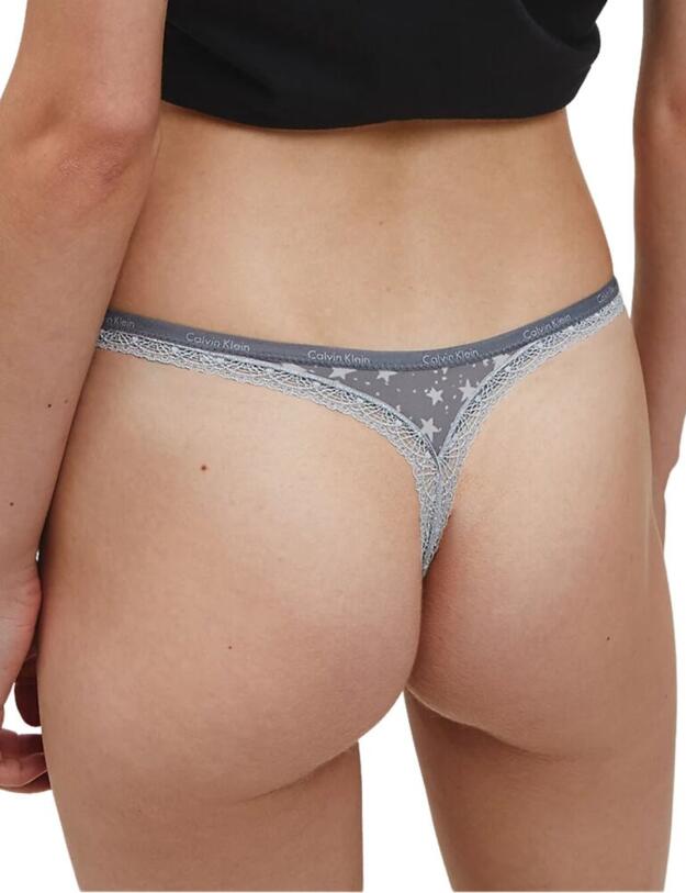 Calvin Klein Bottoms Up Thong in Elementary Stars Grey