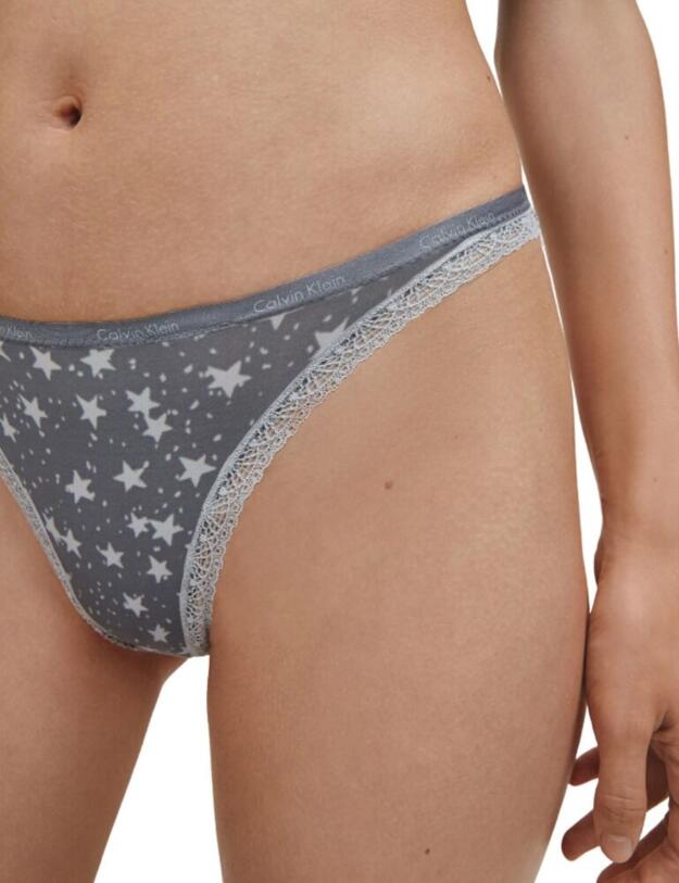 Calvin Klein Bottoms Up Thong in Elementary Stars Grey