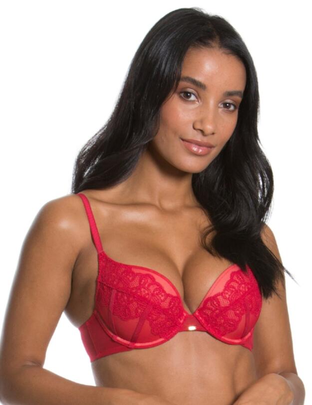 Gossard VIP Guipure Plunge Bra in Lipstick Red