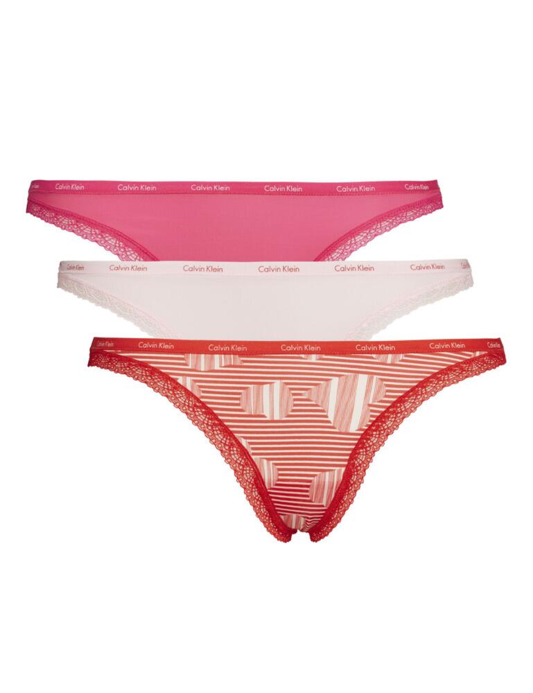 Calvin Klein Bottoms Up Thongs 3 Pack Quiver/Prarie Pink/Multi Heart
