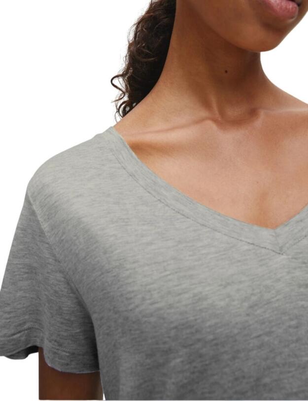 Calvin Klein CK Form Short Sleeve V-Neck Top Grey Heather 