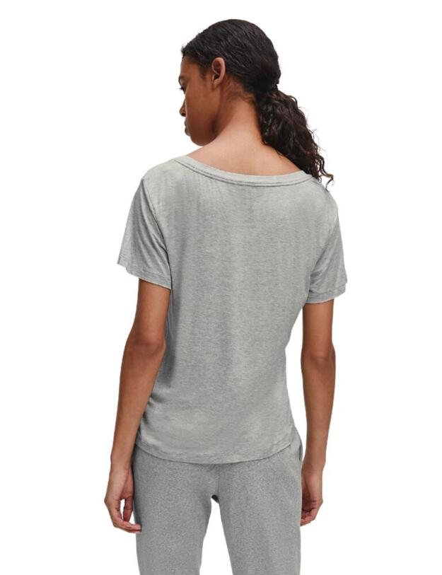 Calvin Klein CK Form Short Sleeve V-Neck Top Grey Heather 