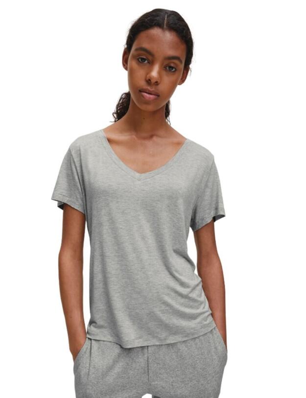 Calvin Klein CK Form Short Sleeve V-Neck Top Grey Heather 