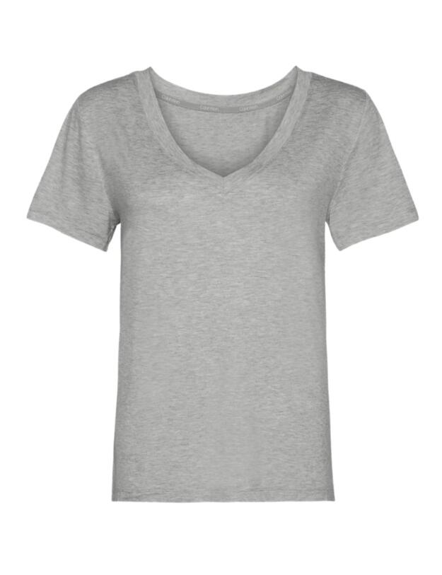 Calvin Klein CK Form Short Sleeve V-Neck Top Grey Heather 