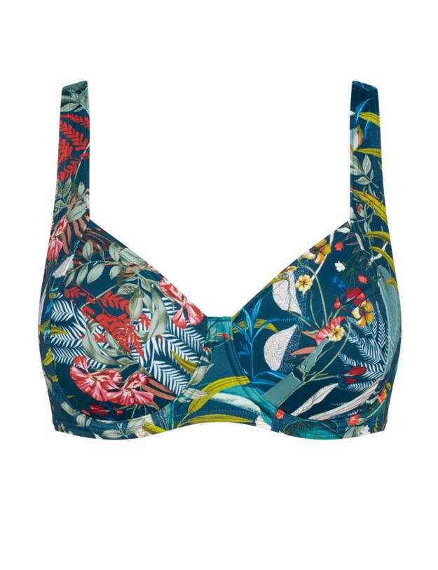 Triumph Botanical Leaf Bikini Top Blue- Dark Combination