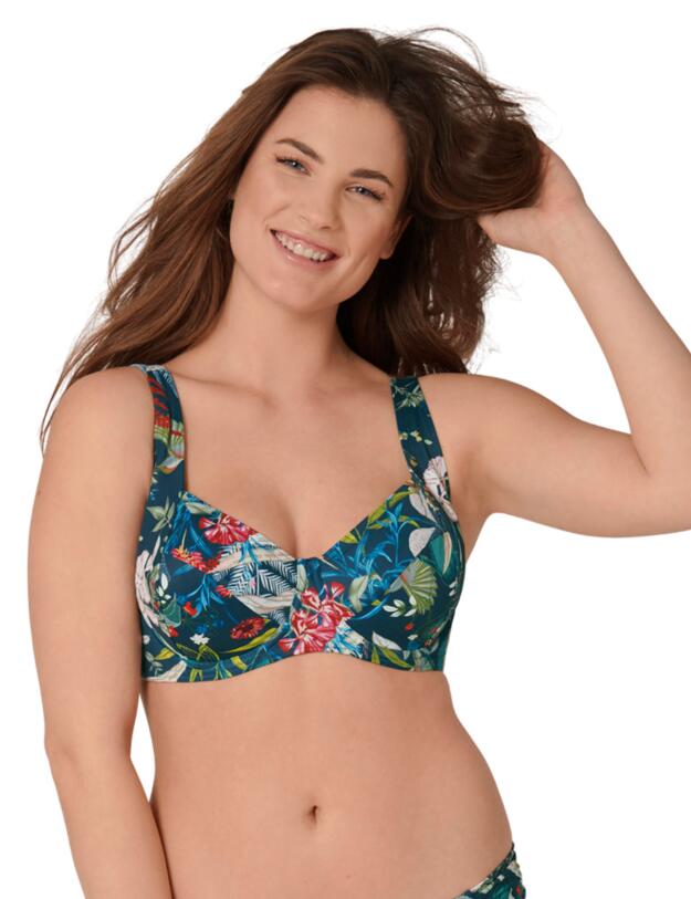 Triumph Botanical Leaf Bikini Top Blue- Dark Combination