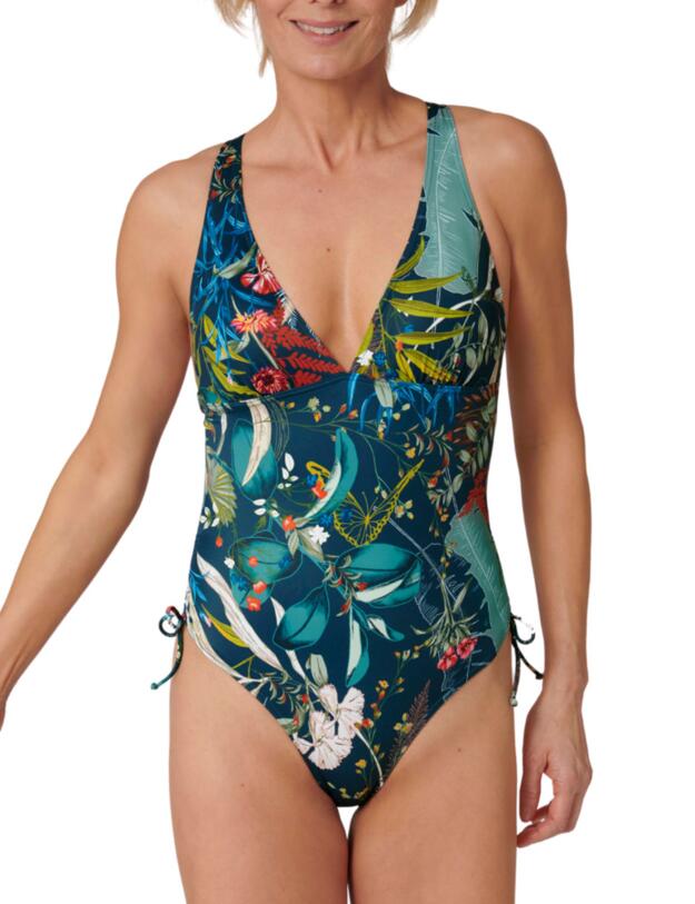 Triumph Botanical Leaf Swimsuit Blue- Dark Combination