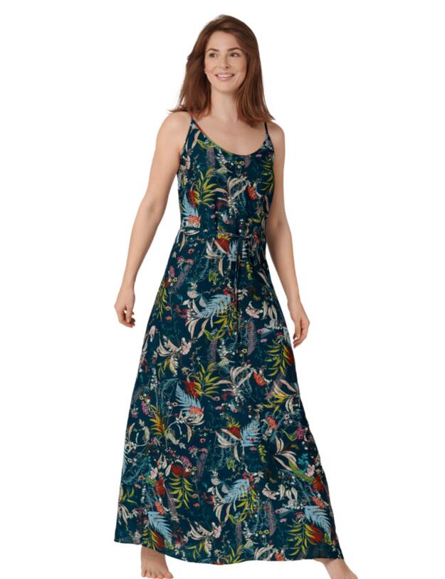 Triumph Botanical Leaf Beach Dress Blue- Dark Combination 