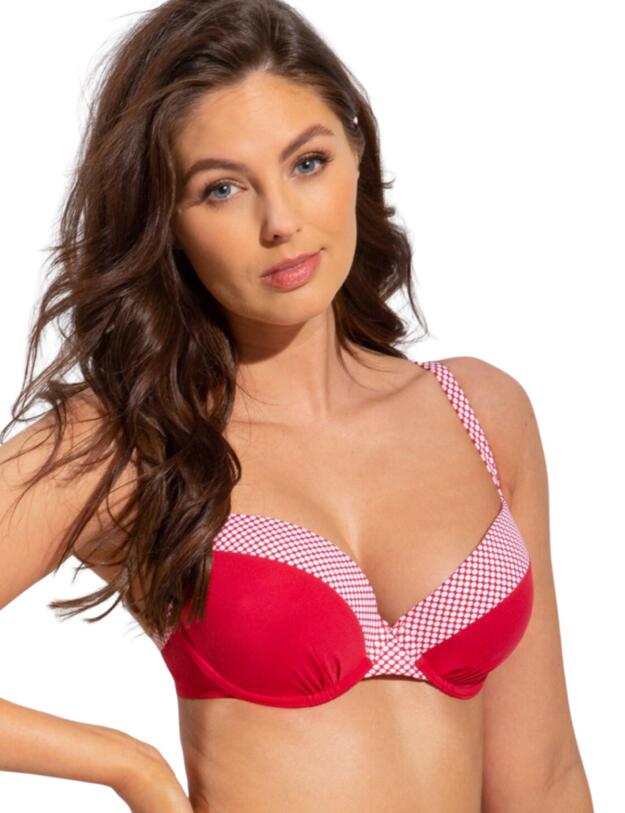 Pour Moi Positano Padded Bikini Top Red/White