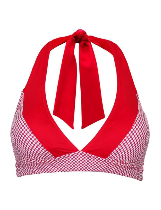 Pour Moi Positano Halterneck Bikini Top Red/White