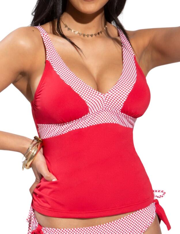  Pour Moi Positano Tankini Top Red/White
