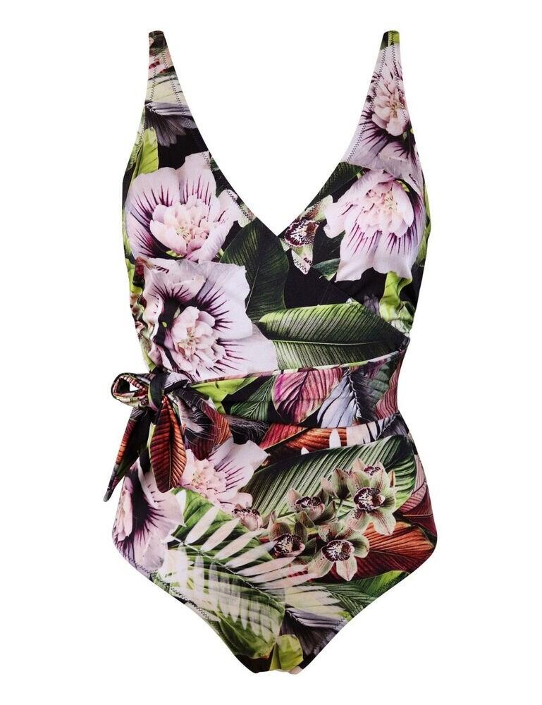 Pour Moi Orchid Luxe Wrap Belted Control Swimsuit - Belle Lingerie