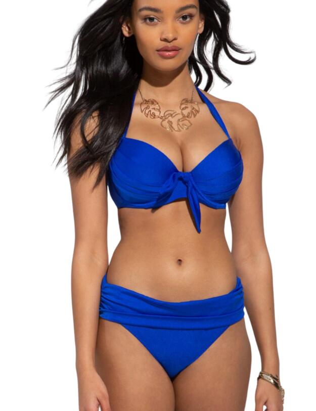 Pour Moi Azure Fold Over Bikini Brief in Deep Blue