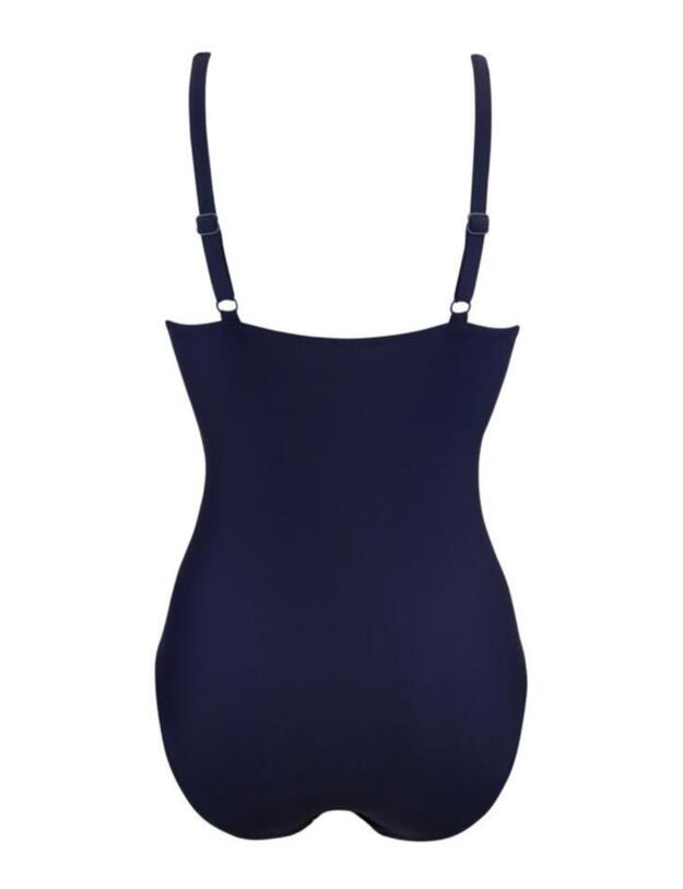 Pour Moi Stripe Control Swimsuit in Navy/White