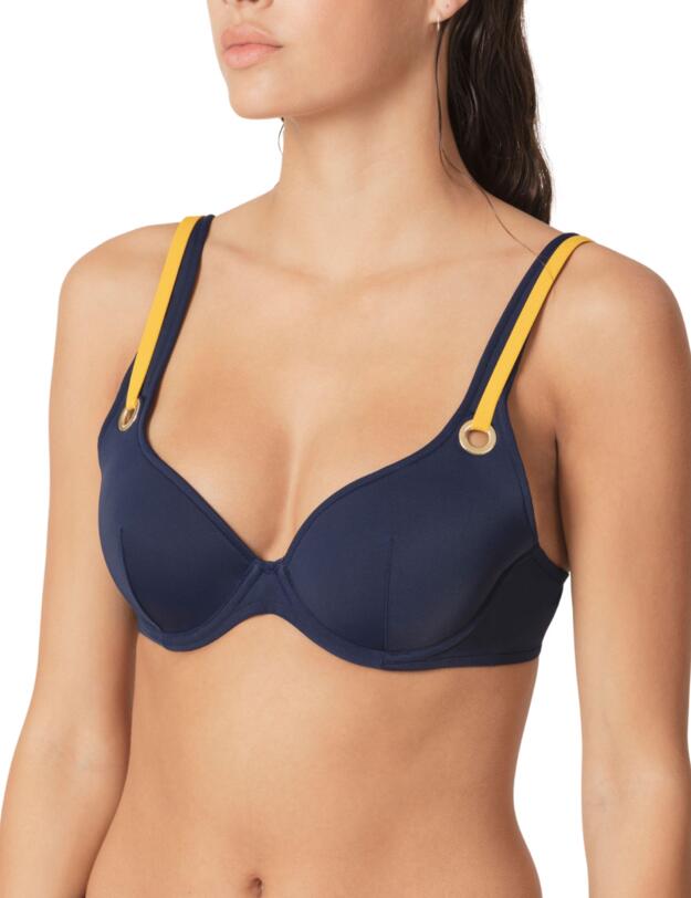 1001516 Marie Jo Claudia Padded Plunge Bikini Top - 1001516 Water Blue