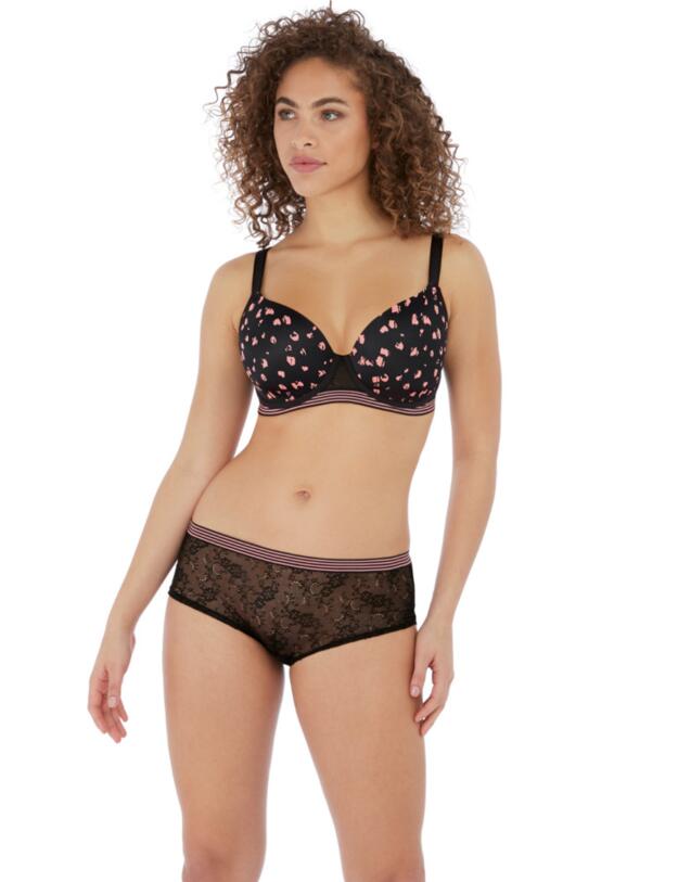 Freya Wild Moulded Demi Plunge Bra Black Rose