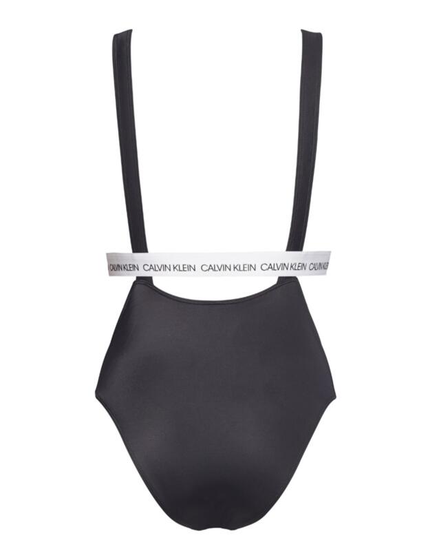 Calvin Klein CK Logo Open Back Swimsuit PVH Black 