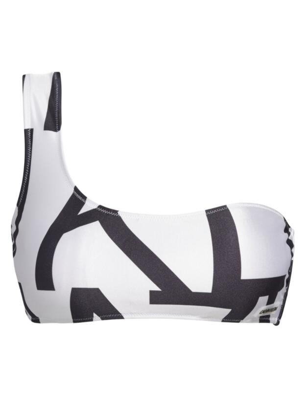 Calvin Klein Core Abstract One Shoulder Bikini Bralette Klein Abstract White