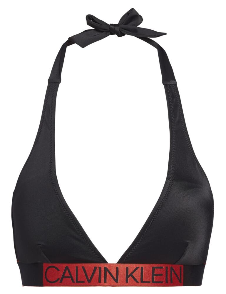 Calvin Klein Core Icon Plunge Halterneck Bikini Top in PVH Black