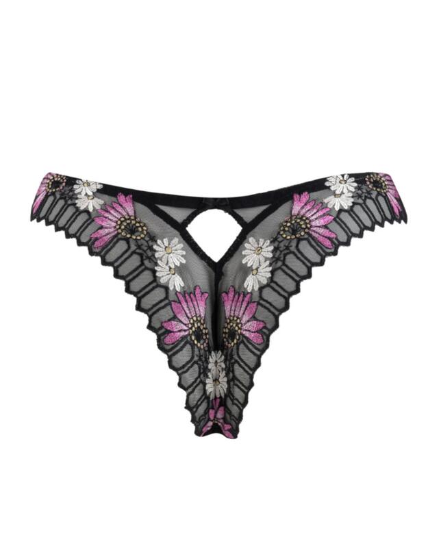 Louisa Bracq Flower Power Tanga Brief in Black