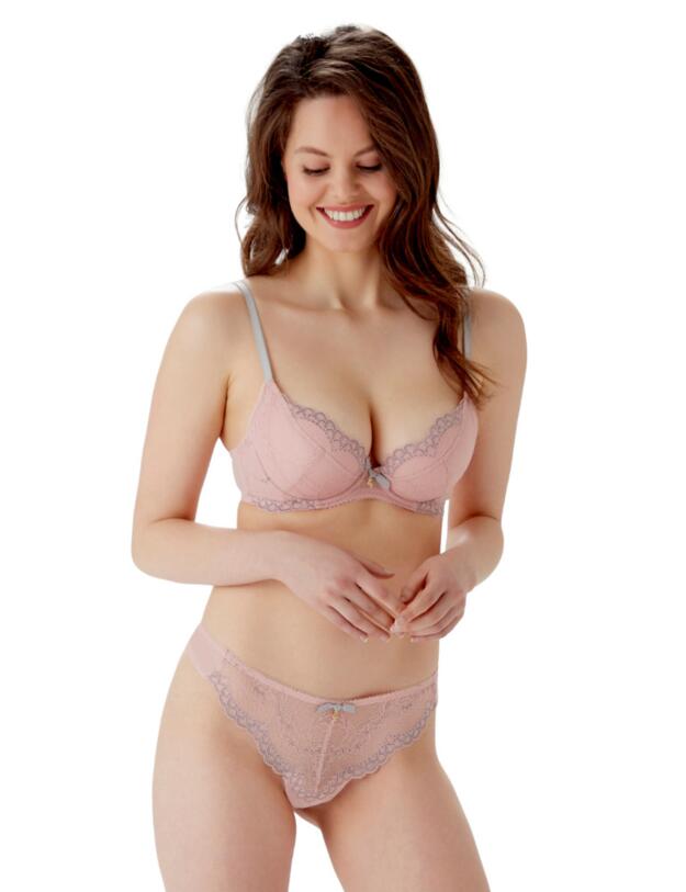 Gossard Superboost Lace Padded Plunge Bra Ballet Pink/Silver 