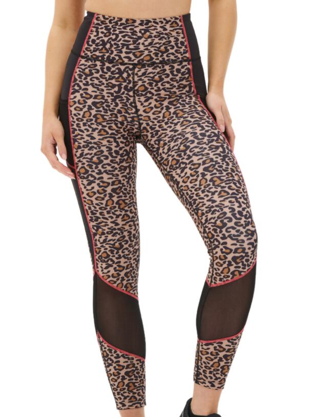 Pour Moi Energy Printed Mesh Panel Legging Leopard/Coral