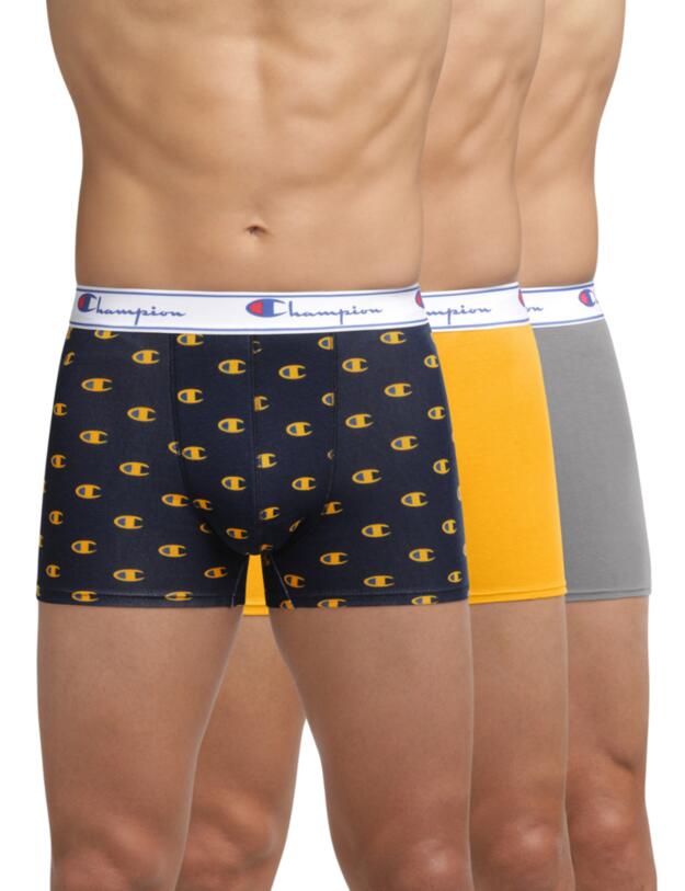 Champion Legacy 3 Pack Boxers Grey/Yellow/Navy Print