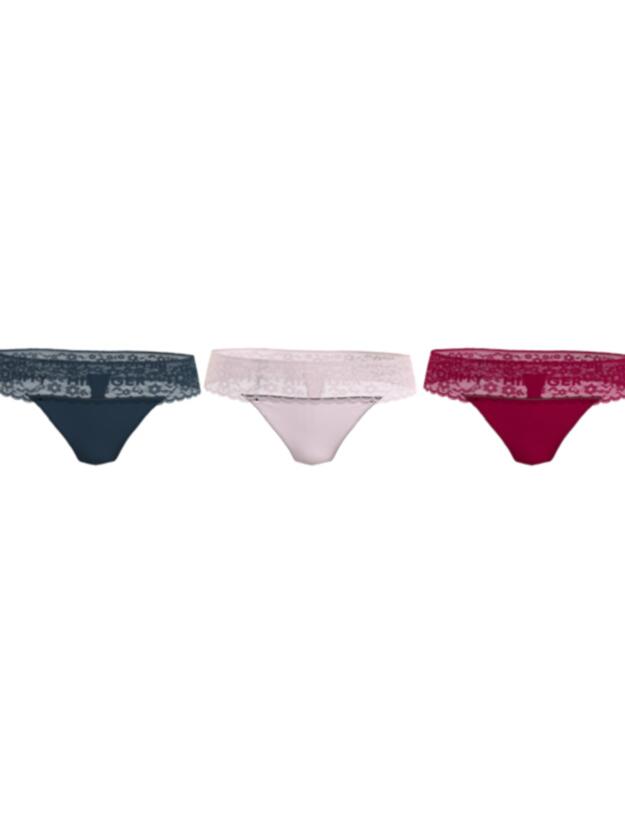 Tommy Hilfiger Lace Thong (3PK) Mystic Lake/Pale Pink/Blazer Red