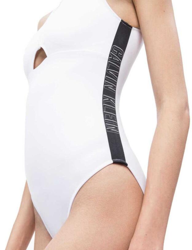 KW0KW00674 Calvin Klein Intense Power Front Zip One Piece  PVH White