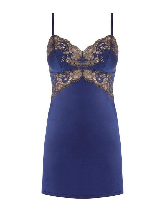 Wacoal Lace Affair Chemise Blue Print / Chocolate Brown