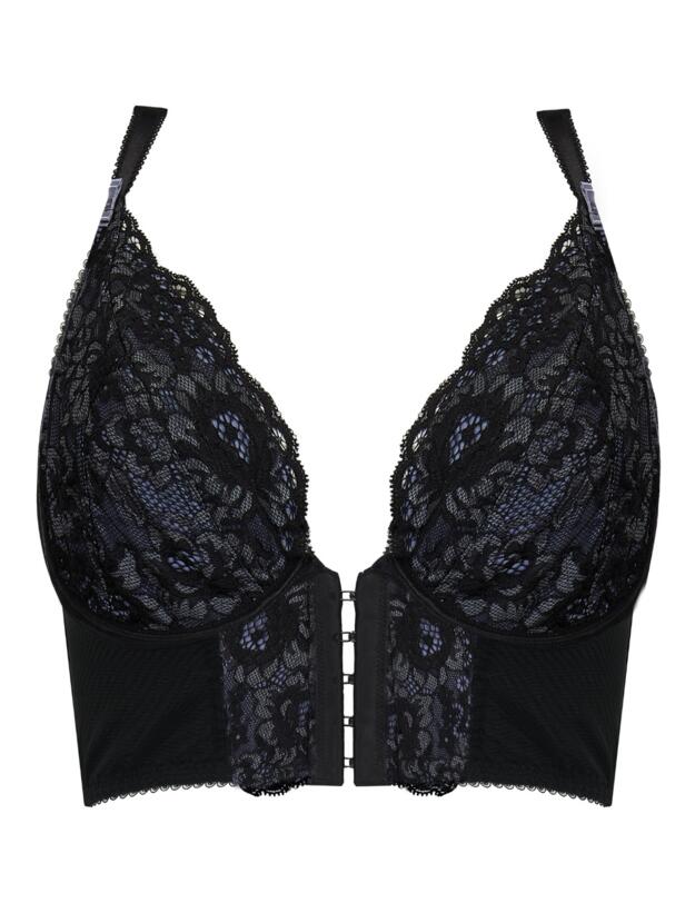 Pour Moi Opulence Front Fastening Underwired Bralette Slate/Black