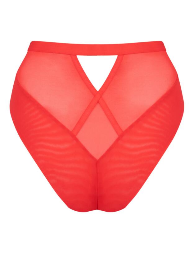 Scantilly by Curvy Kate Sheer Chic High Waist Brief in Flame Red