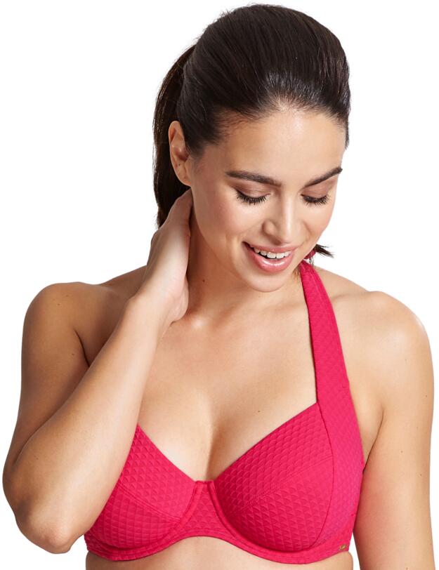 Panache Echo Halter Balcony Bikini Top Hot Pink