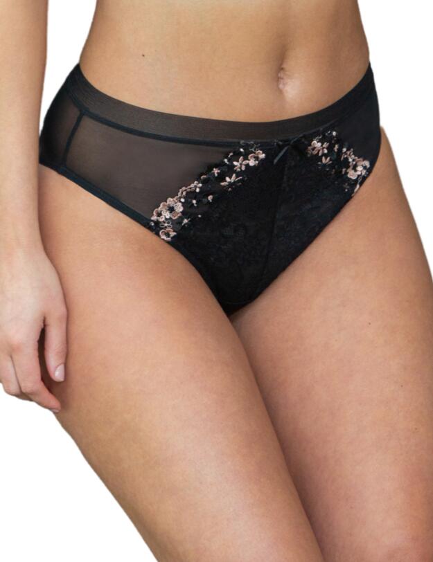 Pour Moi Gigi High Leg Brief Black/Rose Gold 