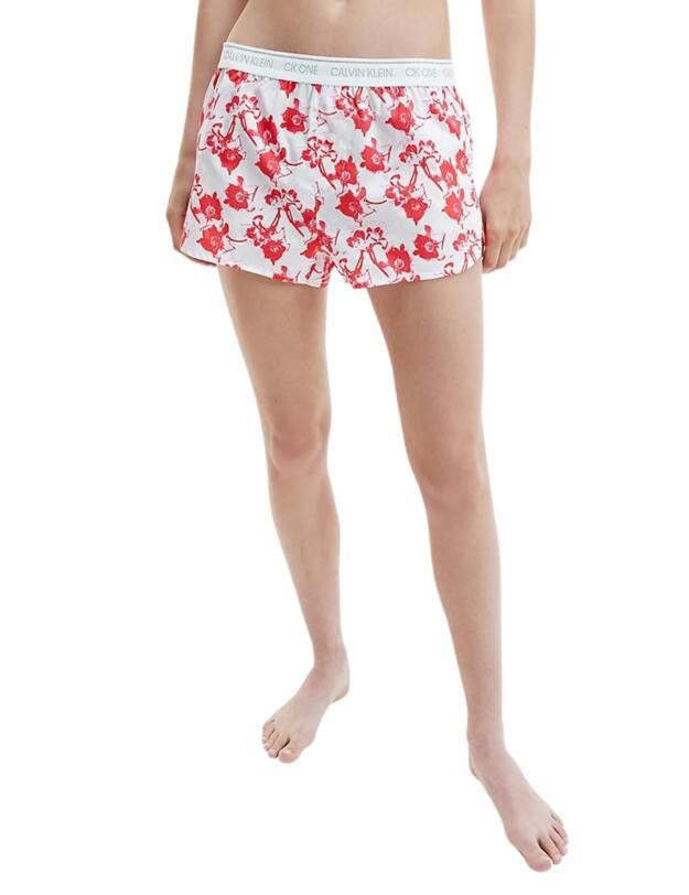 Calvin Klein CK One Woven Cotton Sleep Short  Lilium Print - Strawberry Shake